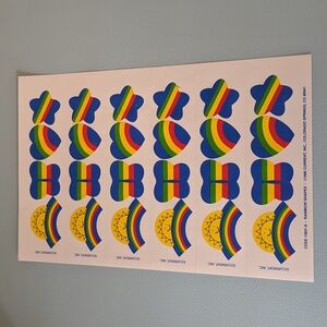 RARE! Vintage 1990 Current Rainbow Sticker Sheet 6 Sections